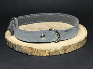 Palkar obojek z velurové kůže pro psy 45 cm x 20 mm šedá