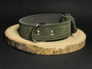 Palkar obojek z velurové kůže pro psy 45 cm x 30 mm vojenská