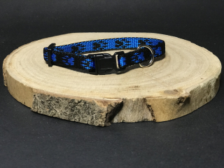 Palkar obojek z popruhu pro psy 25 cm x 10 mm černo-modrá s tlapkami