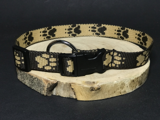 Palkar obojek z popruhu pro psy 50 cm x 20 mm hnědá s tlapkami