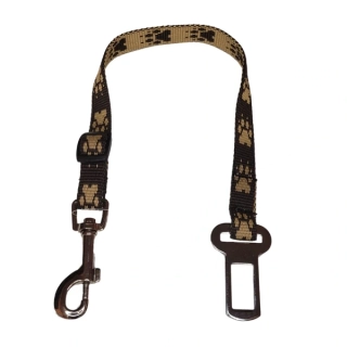 Palkar bezpečnostní pás do auta pro malé psy 50 cm x 16 mm hnědá s tlapkami