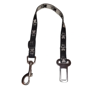 Palkar bezpečnostní pás do auta pro malé psy 50 cm x 16 mm černo-bílá s tlapkami