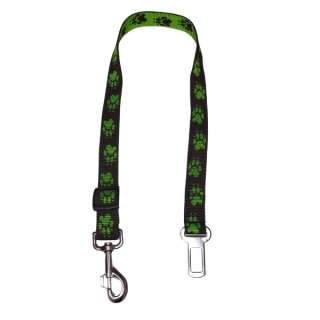 Palkar bezpečnostní pás do auta pro velké psy 65 cm x 25 mm hnědo-zelená s tlapkami