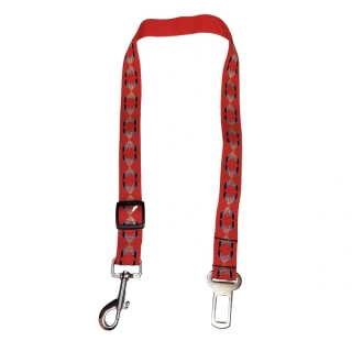 Palkar bezpečnostní pás do auta pro velké psy 65 cm x 25 mm červená s idniánem