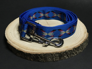 Palkar vodítko z popruhu pro psy 150 cm x 25 mm modrá s indiánem
