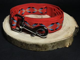 Palkar vodítko z popruhu pro psy 150 cm x 25 mm červená s indiánem