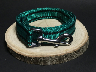 Palkar vodítko z popruhu pro psy 150 cm x 25 mm tmavě-zelená s páskami